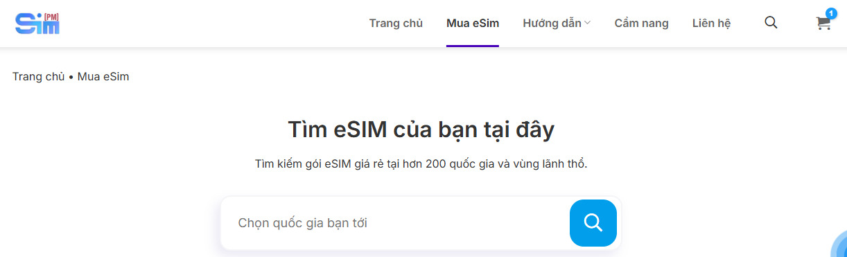 Select “Buy eSIM” on the Menu bar