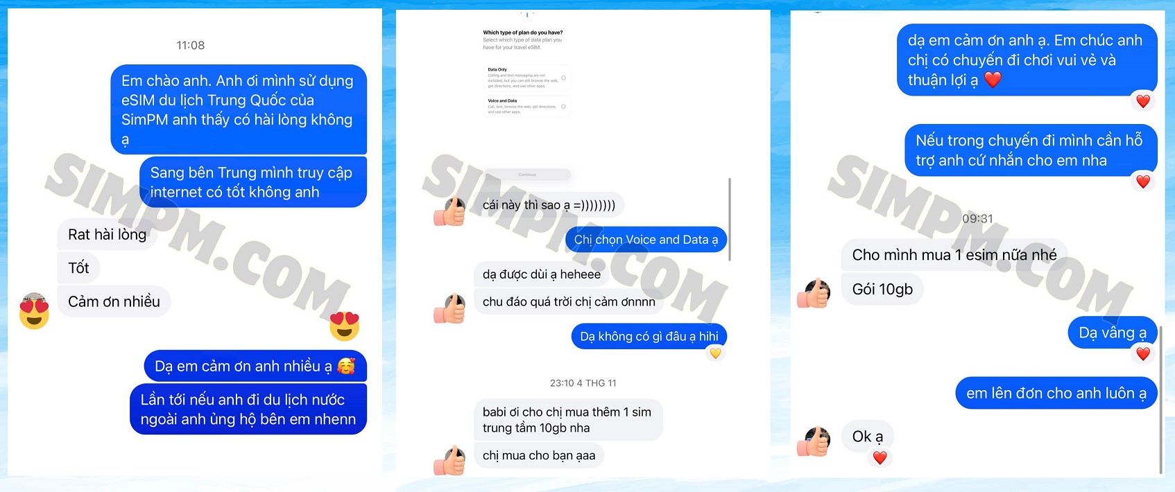 customer feedback when using China travel eSIM at SimPM