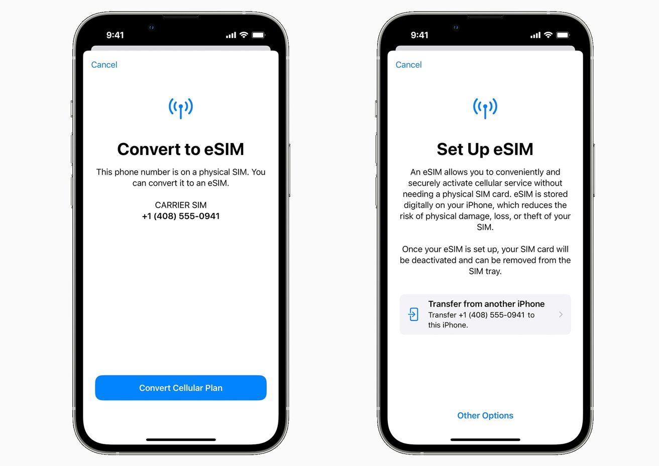 Converting a physical SIM to eSIM directly on iPhone