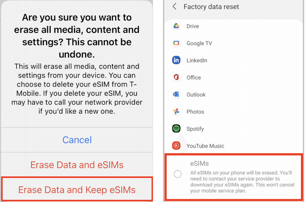 How to factory reset an iPhone without losing eSIM