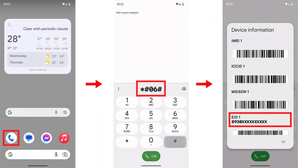 How to Quickly and Accurately Check Whether a Samsung Phone Supports eSIM 12 Dial the code *#06# and press the call button to check eSIM