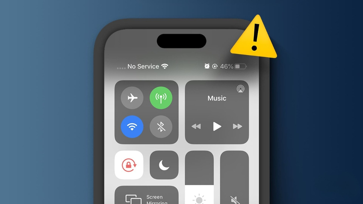 The phone shows “no service”