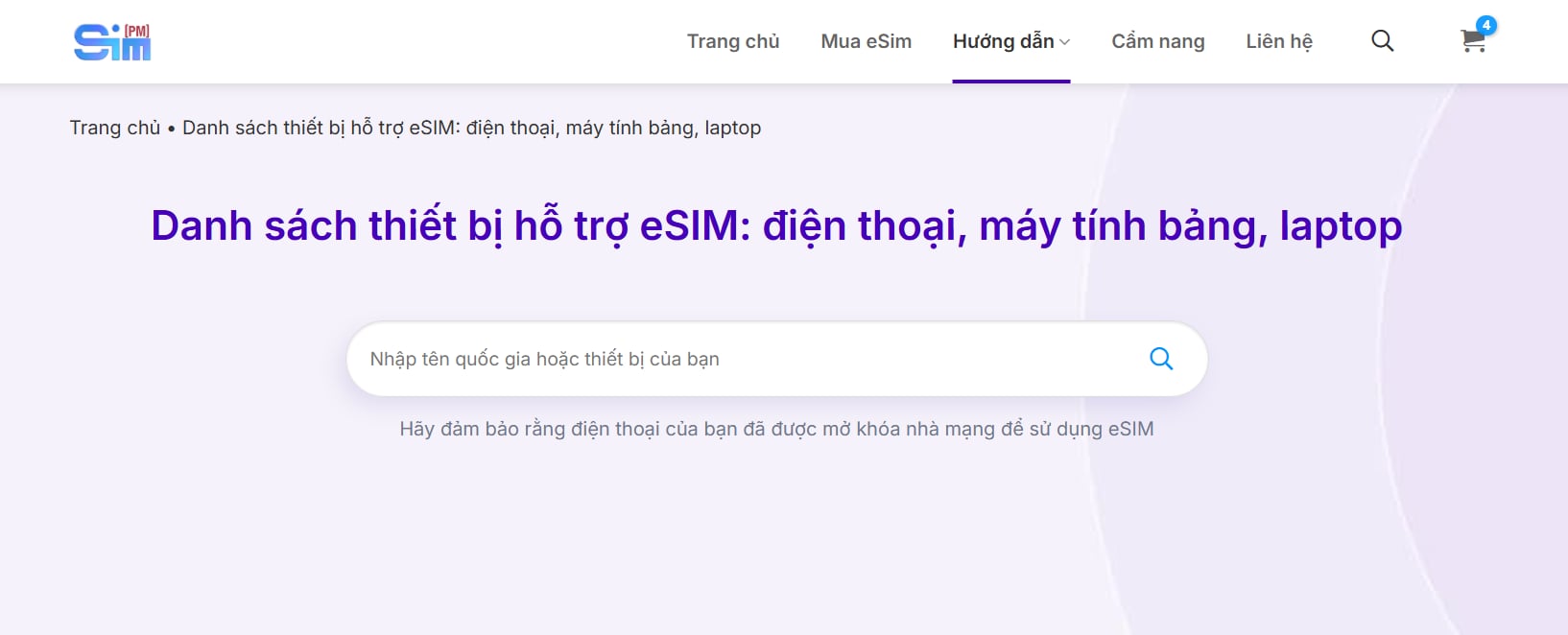 Check whether an iPhone can use eSIM on the SimPM website