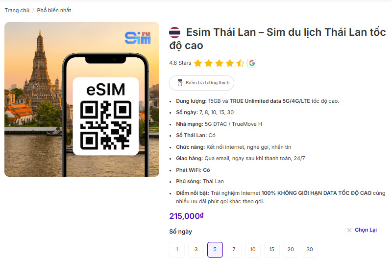 Thailand travel eSIM