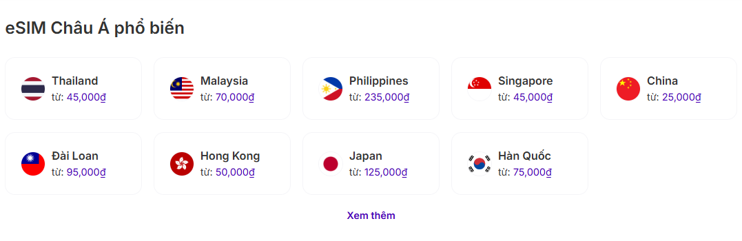 A wide range of travel eSIMs at SimPM