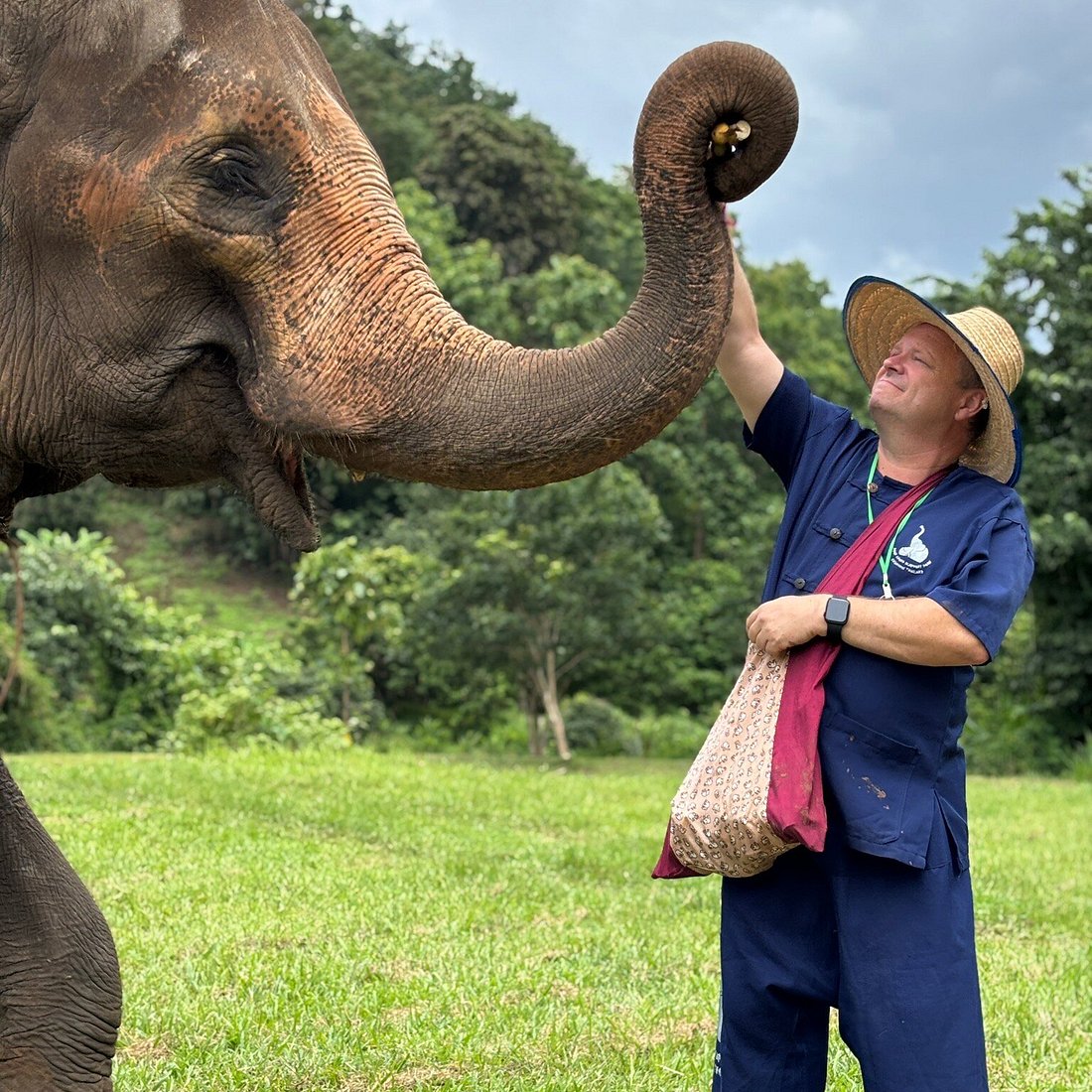 Feeding elephants at Baan Chang